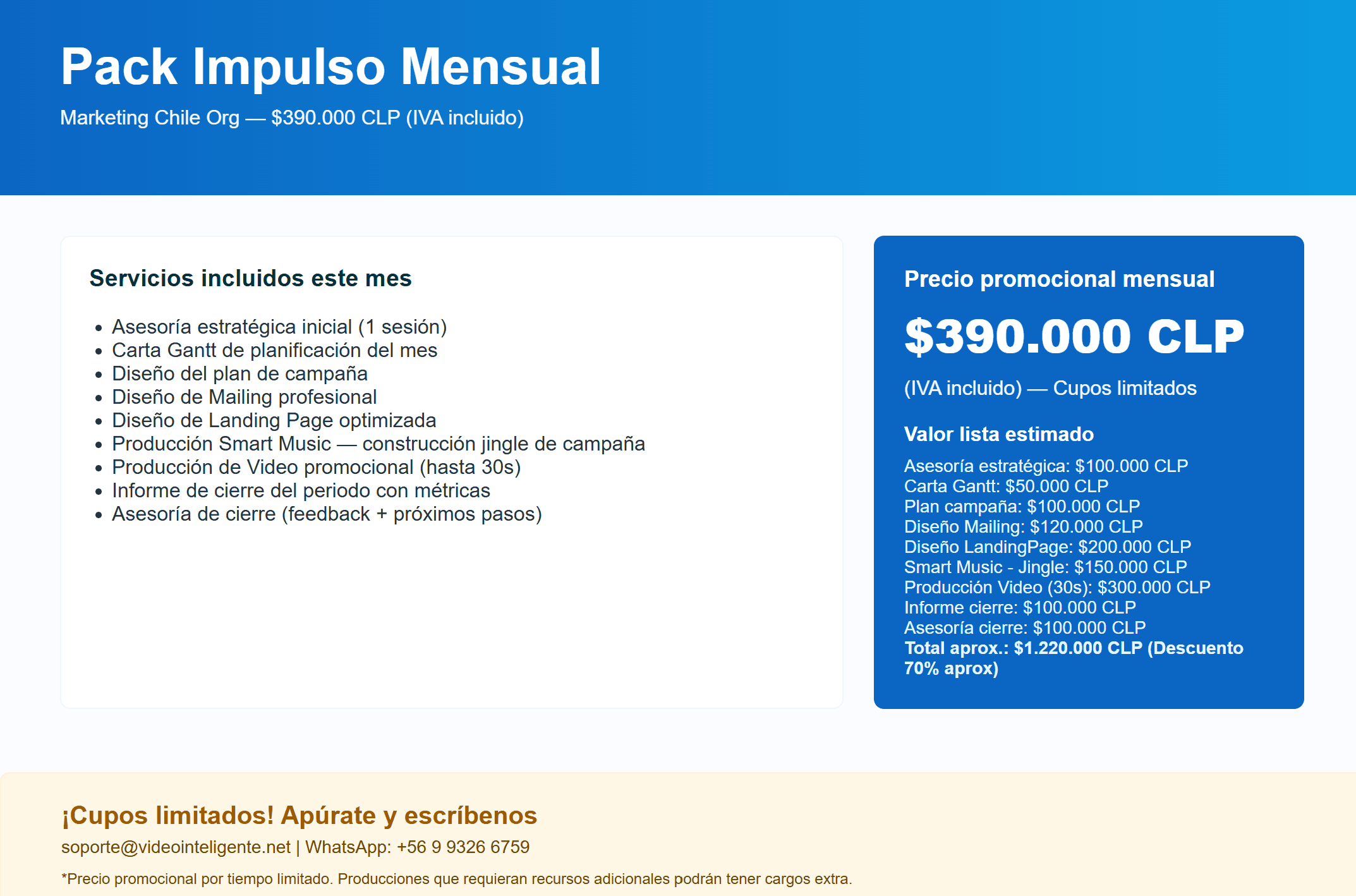 Pack Impulso Mensual - Flyer promocional